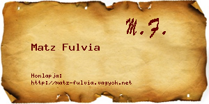 Matz Fulvia névjegykártya